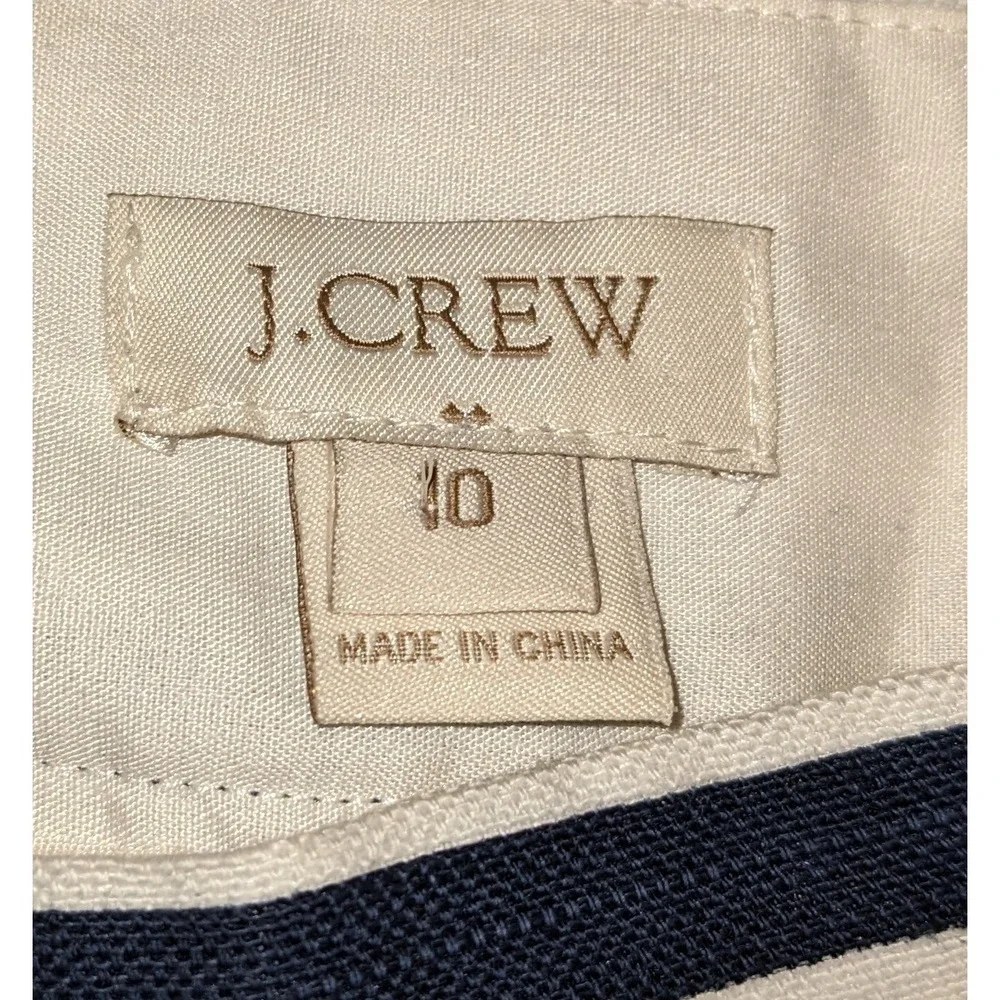 J. Crew Womens Striped Pleated Shorts Size‎ 10 Navy Blue White Career